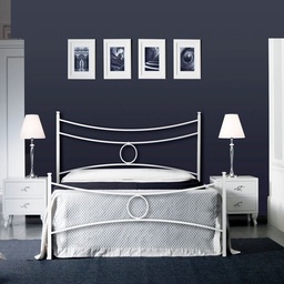 [S-CONCAPED1201D3] Letto in ferro una piazza e mezza con pediera Bianco CONCA 126x208x h117 cm