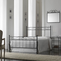 [S-TEVEPEDI1201D1] Letto in ferro una piazza e mezza con pediera Nero TEVERE 126x208x h117 cm