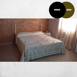 [S-FZ94763] Letto matrimoniale Papavero ferro battuto nero oro