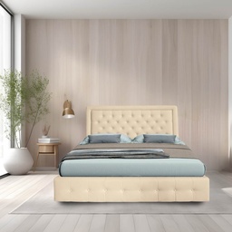 [S-FZ99913] Letto matrimoniale contenitore Buttonsquare champagne con testiera trapuntata