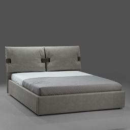 [S-FZ84309] Letto matrimoniale contenitore Grenoble ecopelle grigio