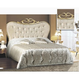 [S-A151WP] Letto matrimoniale in ferro con testiera imbottita  tessuto damascato 172x202xh.140 cm