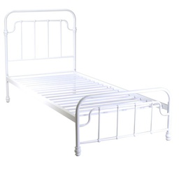 [S-V6435250000] Letto singolo in metallo bianco 90x200 cm