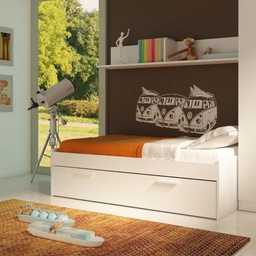 [S-FZ98592] Letto singolo 1004 Blanco con cassettone estraibile