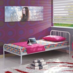 [S-FZ93701] Letto singolo Genoa in metallo bianco