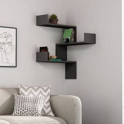 [99424] Libreria Angolare Luksa Colore Antracite 3 Livelli H 90 x P 22 x L 60 cm