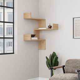 [99425] Libreria Angolare Luksa Colore Rovere 3 Livelli Capacità di Peso 20 kg H 90 x P 22 x L 60 cm