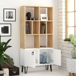 [S-FZ96882] Libreria Bene con ante rovere bianco
