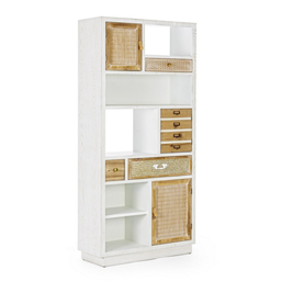 [S-B0746545] Libreria con 3 ante e 3 cassetti in legno, 180h cm