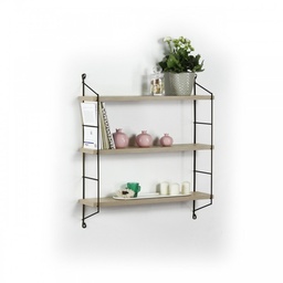 [S-FZ93765] Libreria a muro 3 ripiani Neelix  rovere/nero cm 60 x 15 x 68 h