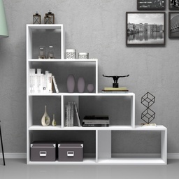[S-FZ95196] Libreria a scala  Alis bianca 145x29xh.145 cm.