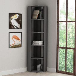 [S-FZ96963] Libreria angolare Nati antracite 5 ripiani