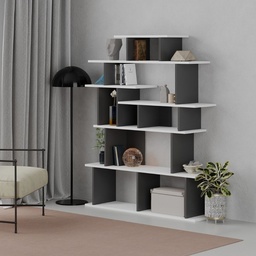 [S-FZ96995] Libreria design Apollon bianco antracite