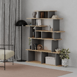 [S-FZ96996] Libreria design Apollon rovere e antracite