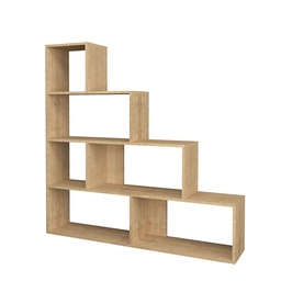 [S-FZ91078] Libreria scaffale a scala  6 scomparti rovere 145x29xh.145 cm