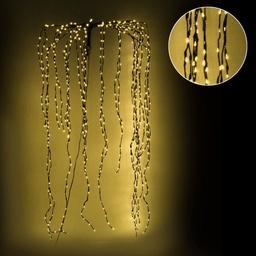[S-V6057390000] Luce cascata con 980 led fissi e 140 flash caldi, filo marrone 70xh220x6