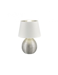 [S-TRIOR50631089] Lampada da Tavolo Luxor Argento Paralume Bianco Ø24 cm