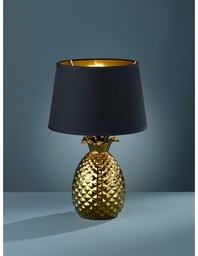 [S-TRIOR50431079] Lume da Tavolo Ananas Oro con Paralume Nero Ø28 cm