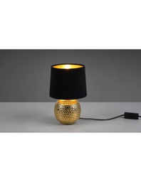 [S-TRIOR50821002] Lumetto Comodino Sophia Ceramica Oro Con Paralume Velluto Nero Trio Lighting