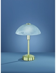 [S-TRIO525790108] Lumetto Moderno Fungo Led Touch Dimmer in Ottone e Vetro Alabastro