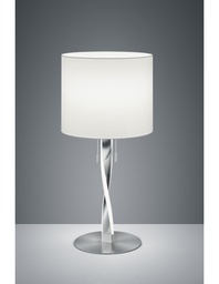 [S-TRIO575310307] Lumetto Moderno Nichel Paralume Tessuto Bianco Fusto Led