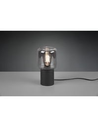 [S-TRIOR50591032] Lumetto Nico Base Cilindro Nero e Paralume Vetro Fumè Trio Lighting