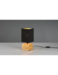 [S-TRIOR50171080] Lampada da Tavolo Quadrata con Base in Legno e Paralume Nero