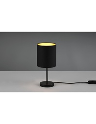 [S-TRIOR50491080] Lumetto Tavolo Jerry Nero Oro Paralume Cilindro Ø13 cm Trio Lighting
