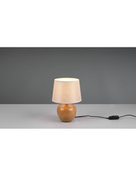 [S-TRIOR50621035] Lumetto Tavolo Luxor Base Effetto Legno Paralume Tessuto Beige Trio Lighting