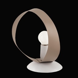 [S-BL145-LT-BT] Lumetto comodino in ferro Bianco Tortora una luce 19x h21 cm