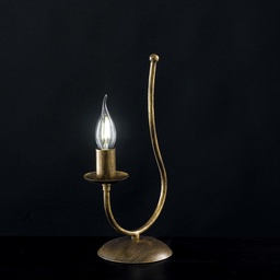[S-BL147-LT-BR] Lumetto comodino in ferro Marrone Oro una luce 18x h35 cm