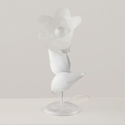 [S-BL155-LT-BA] Lumetto in ferro Bianco Argento una luce vetro Alabastro Bianco 19x h36 cm