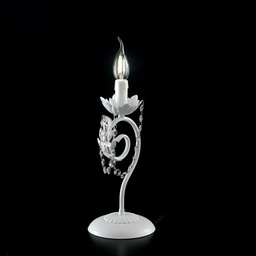 [S-BL77-LT-BCO] Lumetto in ferro Bianco Shabby strass damasco una luce 16x h39 cm