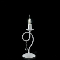 [S-BL148-LT-BCO] Lumetto in ferro Bianco una luce decorazione shabby strass 13x h32 cm