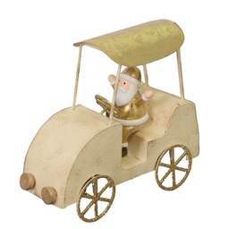 [S-V6195910000] Macchina in metallo con Babbo Natale oro 16x7x15 cm