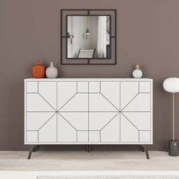 [S-FZ99519] Madia 4 ante Dune colore bianco L 123 x P 35 x 77,4 H cm