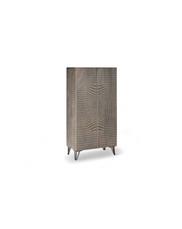 [S-ET/084] Madia elegante in legno di mango con gambe in metallo, grigia e nera, 40x70x140cm
