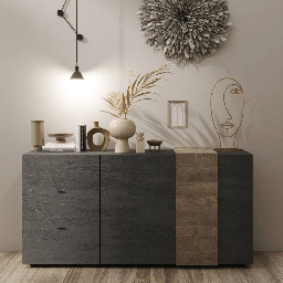 [S-FZ98863] Madia Sabry 2 ante 3 cassetti titanio rovere mercure