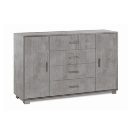 [S-O775CECEK] Madia con due ante e quattro cassetti Beton Cemento 136x41xh86 cm