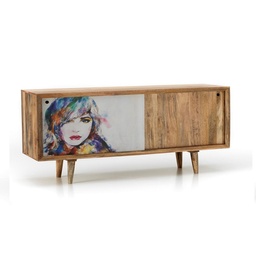 [S-ET/075] Madia moderna etnica in legno di mango marrone, 160 x 45 x 85 cm