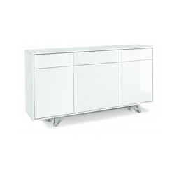 [S-O7076OSBLK] Madia Bianco Ossido Lucido tre ante tre cassetti 164x41x h92 cm