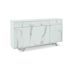 [S-A7076OSMCK] Madia tre ante tre cassetti Bianco Ossido Marmo 164x41x h92 cm