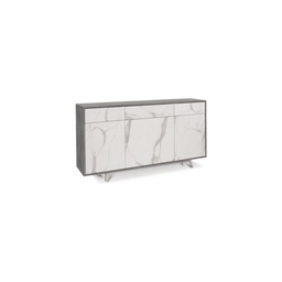 [S-O7076CEMCK] Madia con tre ante e tre cassetti Cemento Marmo 164x41x h92 cm