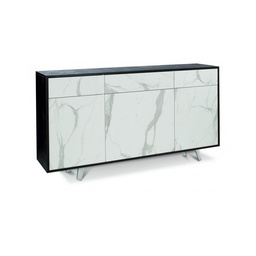 [S-O7076ONMCK] Madia tre ante tre cassetti Nero Ossido Marmo 164x41x h92 cm