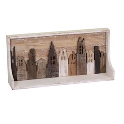 [S-V8039320000] Mensola shabby con casette 82x20x38 cm