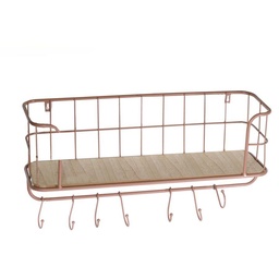 [S-V6447870000] Mensola in legno e metallo marrone arrugginito - 59x18x31 cm