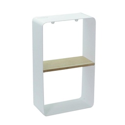 [S-V6447890000] Mensola Metallo Bianco e Legno 1 Piano 22,5x10h38,5 cm - Design Moderno e Minimalista