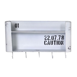 [S-V6442290000] Mensola Metallo Bristol Bianco 2 Piani con Appendino 5 Posti Rett cm50x10h30