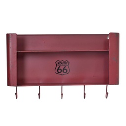 [S-V6442160000] Mensola Metallo Bristol Rosso 2 Piani con Appendino 5 Posti Rett cm50x10h30