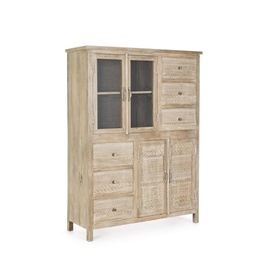 [S-B0746218] Mobile 4 ante 6 cassetti Mayra in legno naturale - Dimensioni: 110x40x150 cm